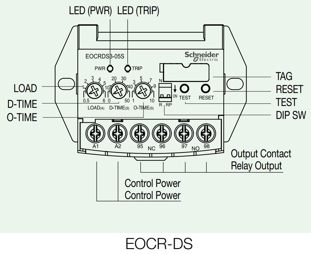 Thông số kỹ thuật Schneider EOCRDS3-30S: Rơ le bảo vệ quá dòng, mất pha, đảo pha 3-30A 24-240VAC/DC