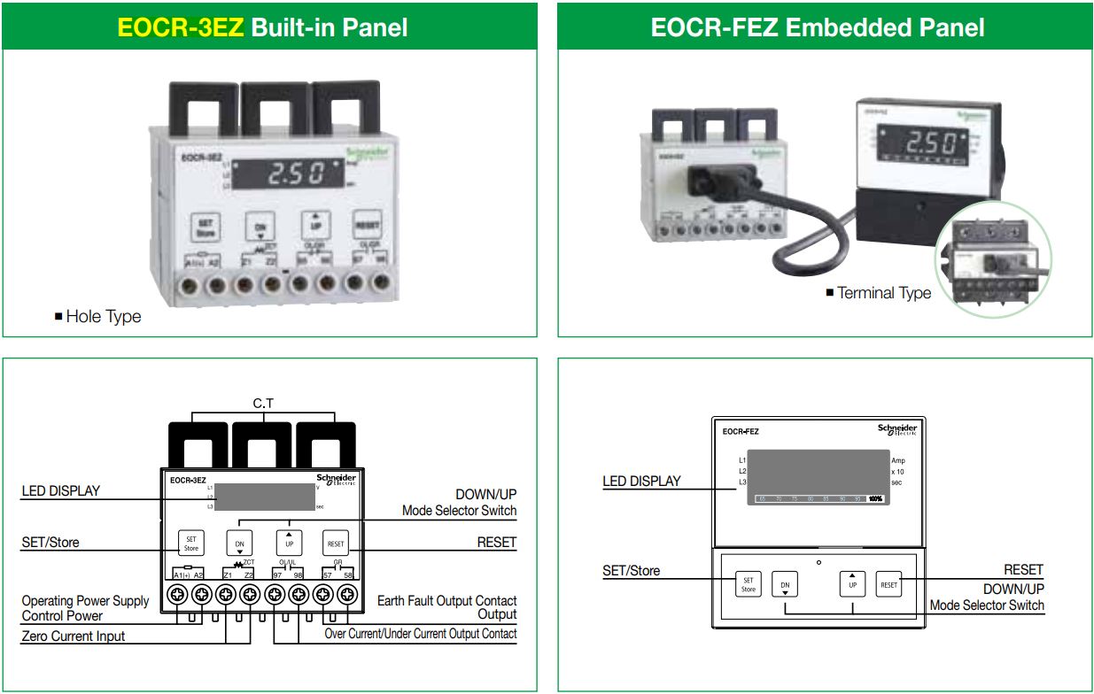 Thông số kỹ thuật Schneider EOCR-3EZ: Rơ le bảo vệ hiển thị số đa năng