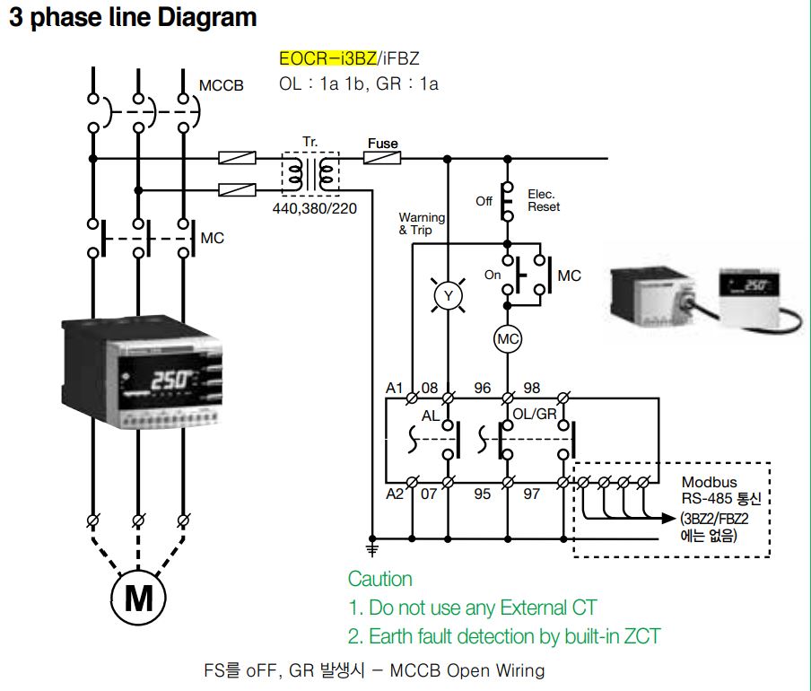 Cách đấu nối / sơ đồ đấu dây Schneider EOCR-I3BZ2: Rơ le bảo vệ hiển thị số đa năng    