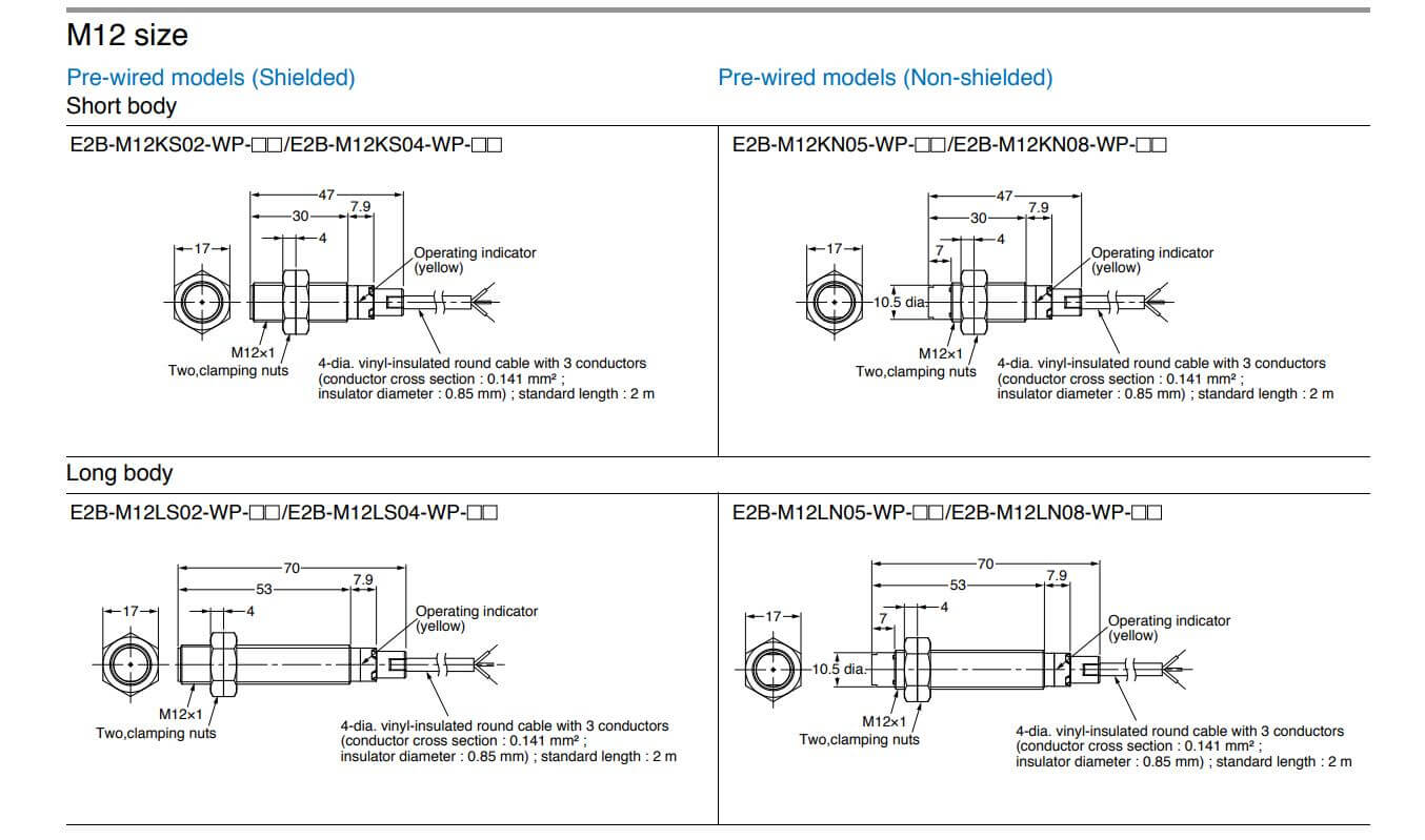 Kích thước Omron E2B-M