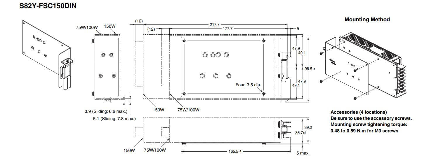 Kích thước Chân đế Omron S82Y