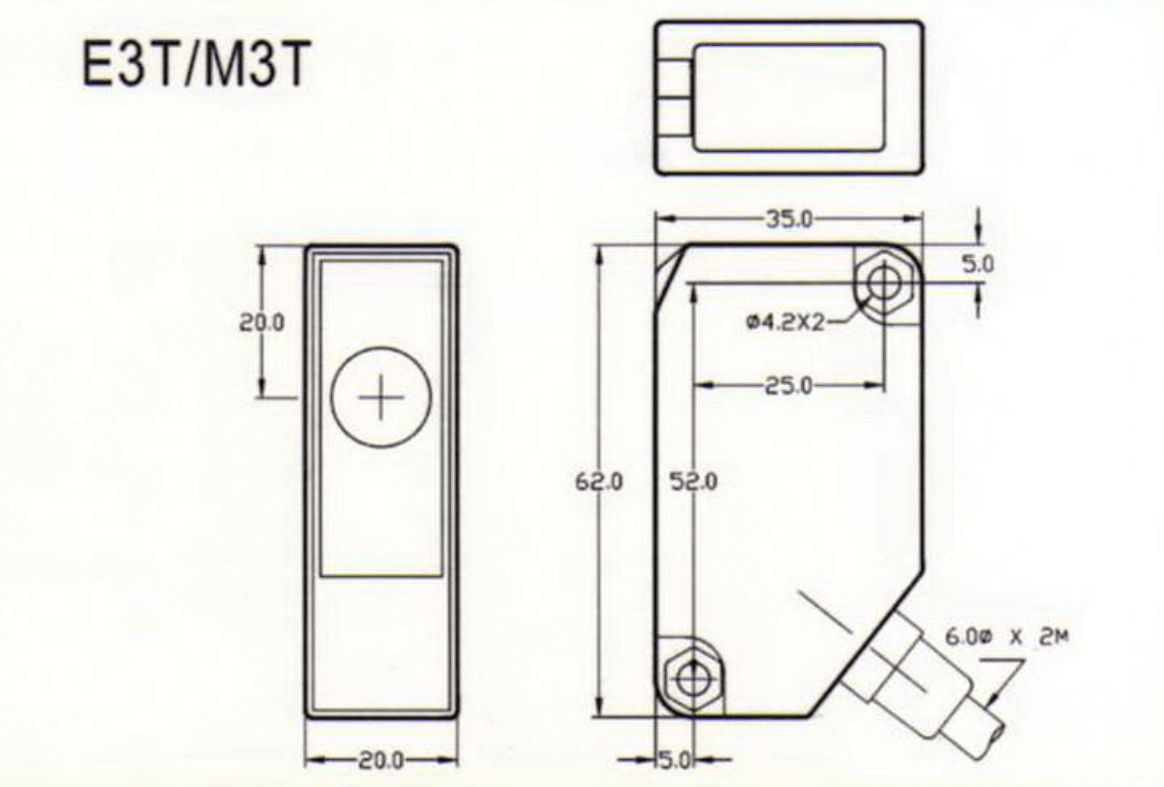 Kích thước Cảm biến quang Đối xứng Fotek E3T-10MX