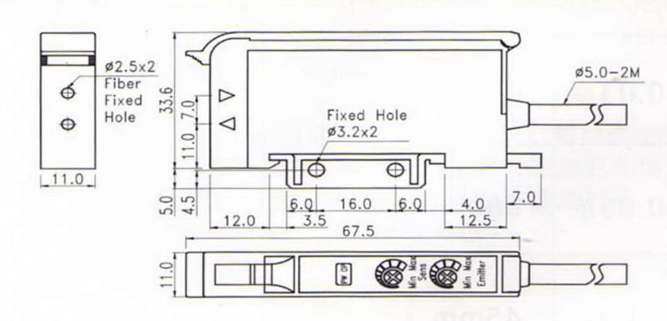 Kích thước Cảm biến quang (Đọc vạch) Fotek - mark sensor VF-06R