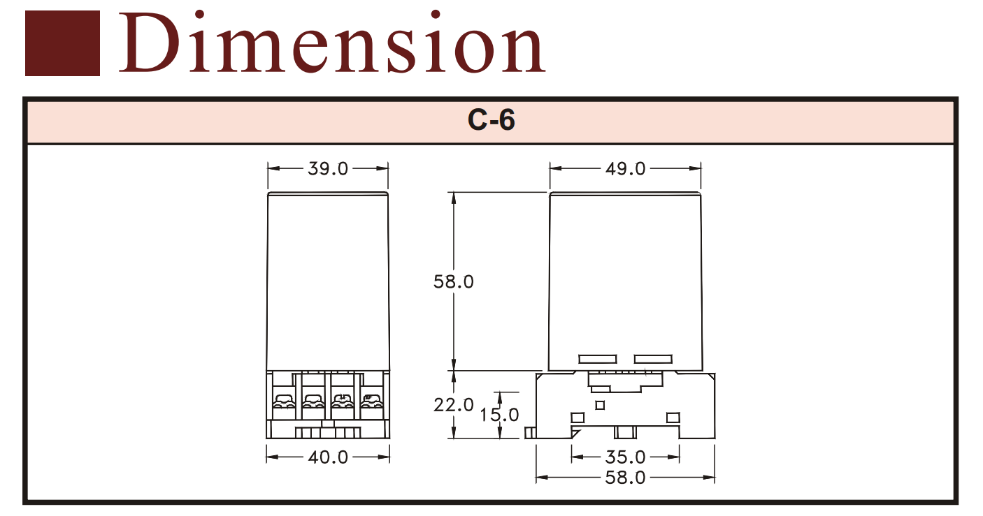 Kích thước Bộ điều khiển - Relay mực nước - Bộ bảo vệ Phase Fotek ( Controller - floatless level - voltage & phase relay ) C1