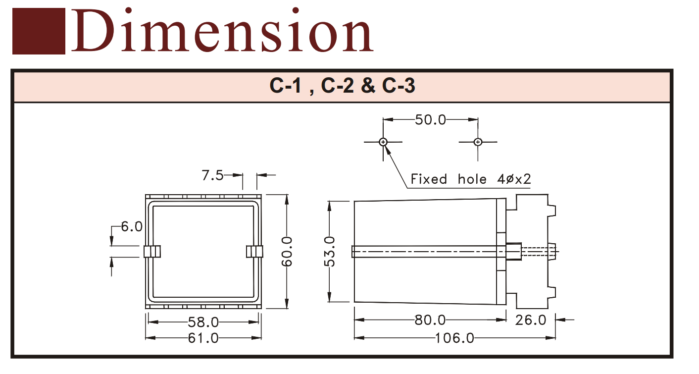 Kích thước Bộ điều khiển - Relay mực nước - Bộ bảo vệ Phase Fotek ( Controller - floatless level - voltage & phase relay ) C1