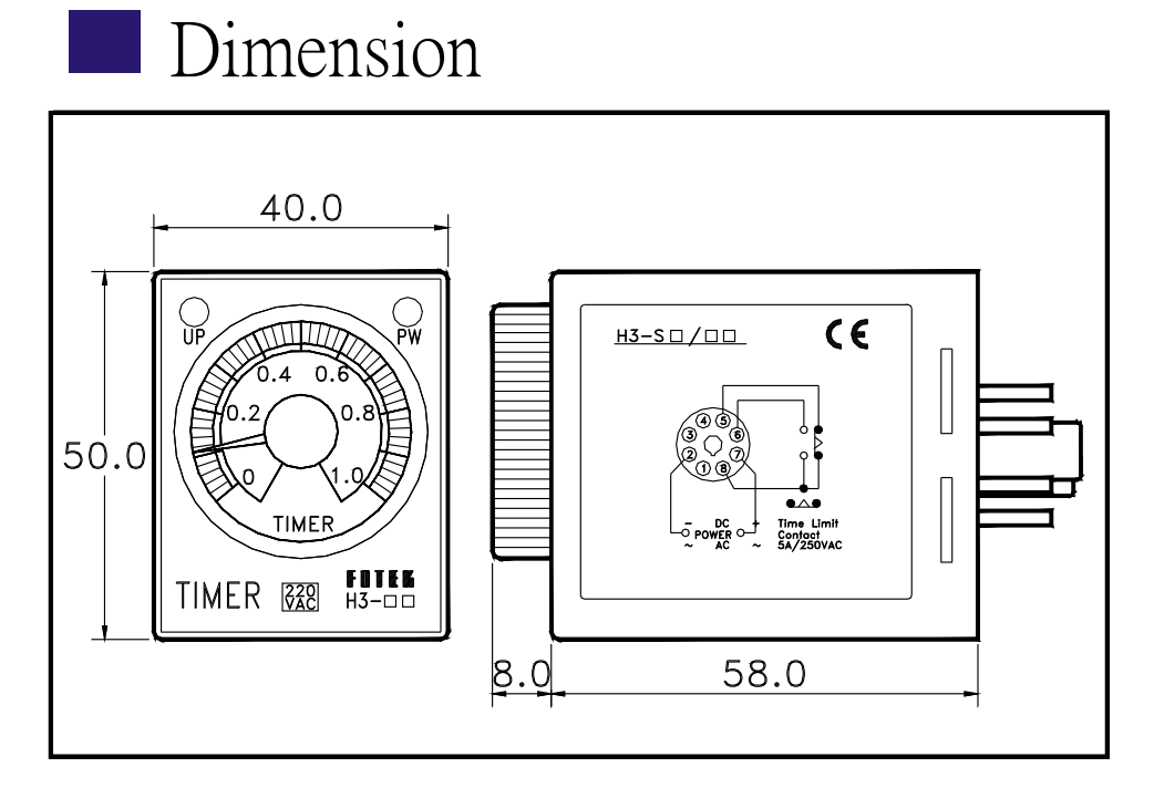 Kích thước Bộ định thời gian Fotek - Timer H3-M1/M3/M6