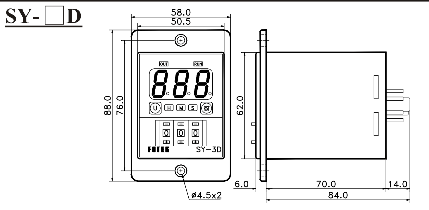 Kích thước Bộ định thời gian Fotek - Timer SY-2D
