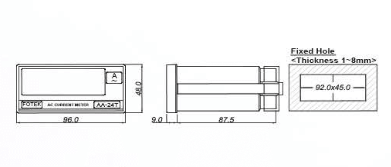 Kích thước Counter - Bộ đếm Fotek AA-24T