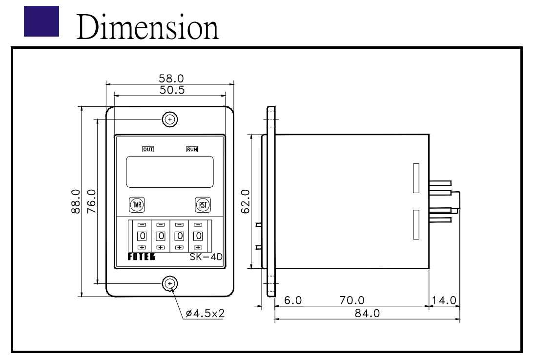 Kích thước Counter - Bộ đếm Fotek SC-2D