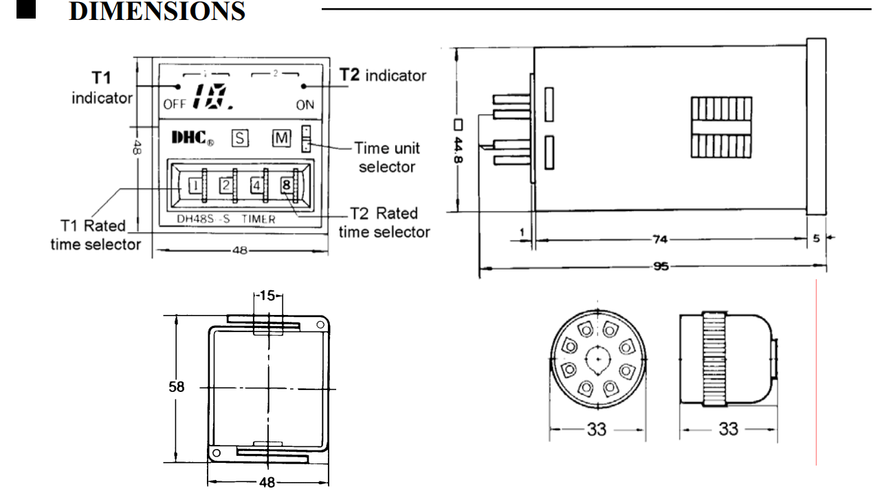 Kích thước Fotek DH48S-S: Điều tốc & timer