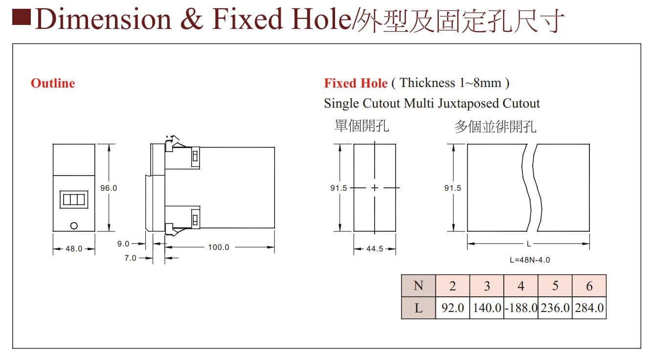 Kích thước Bộ điều khiển nhiệt độ Fotek Fotek TC-72-AA-R4