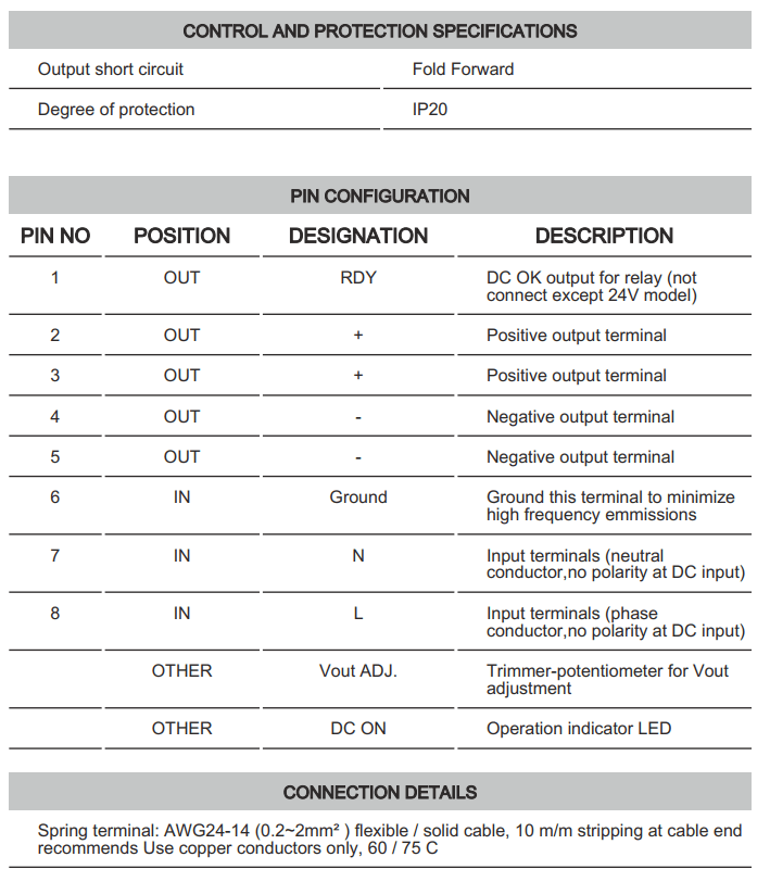 Cách cài đặt - đấu nối Connectwell PSS30/24/1.25: Bộ nguồn xung AC/DC 1 pha