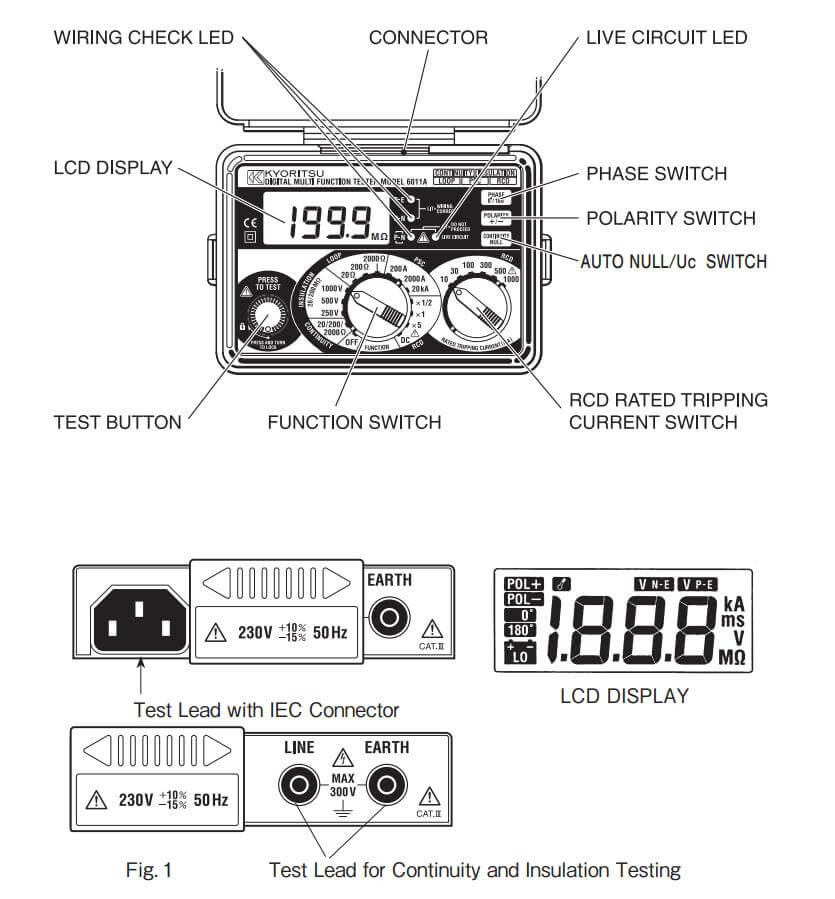 Kích thước Kyoritsu 6011A: Thiết bị đo nhiều chức năng (Thông mạch,mạch vòng, test điện trở đất….)