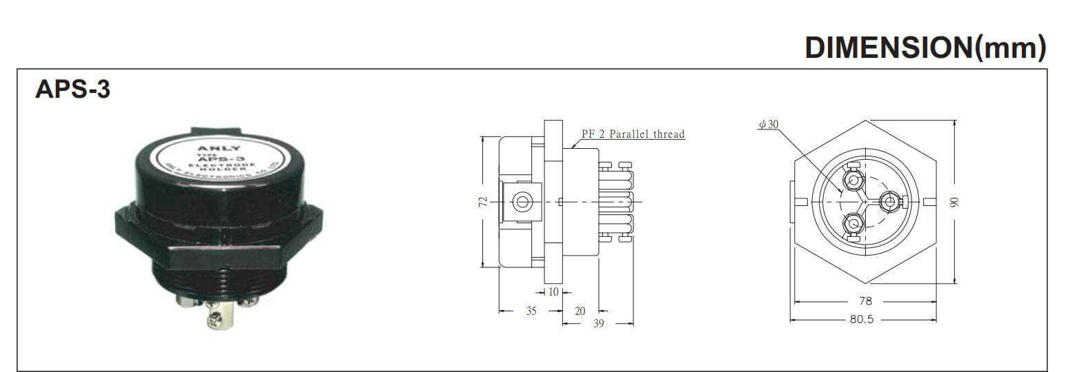 Kích thước Anly APS-3: Bộ Giữ Điện Cực