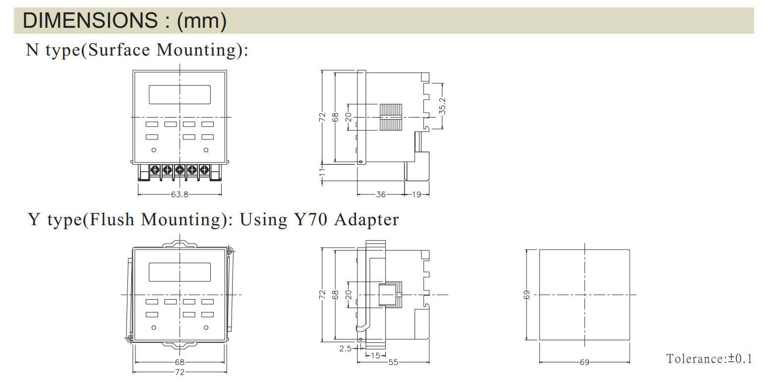 Kích thước Anly APT-6S: Timer Tuần