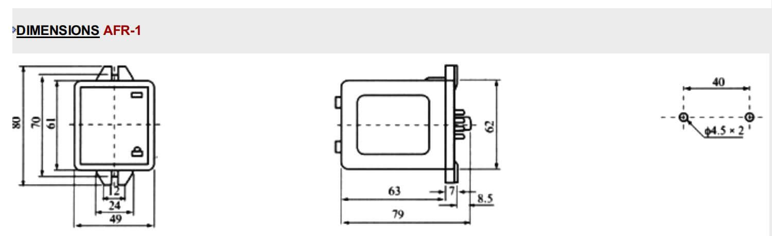 Kích thước Anly AFR-1: Relay mực nước