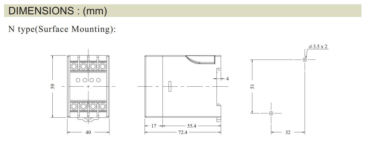 Kích thước Anly APR-4V: Relay bảo vệ pha