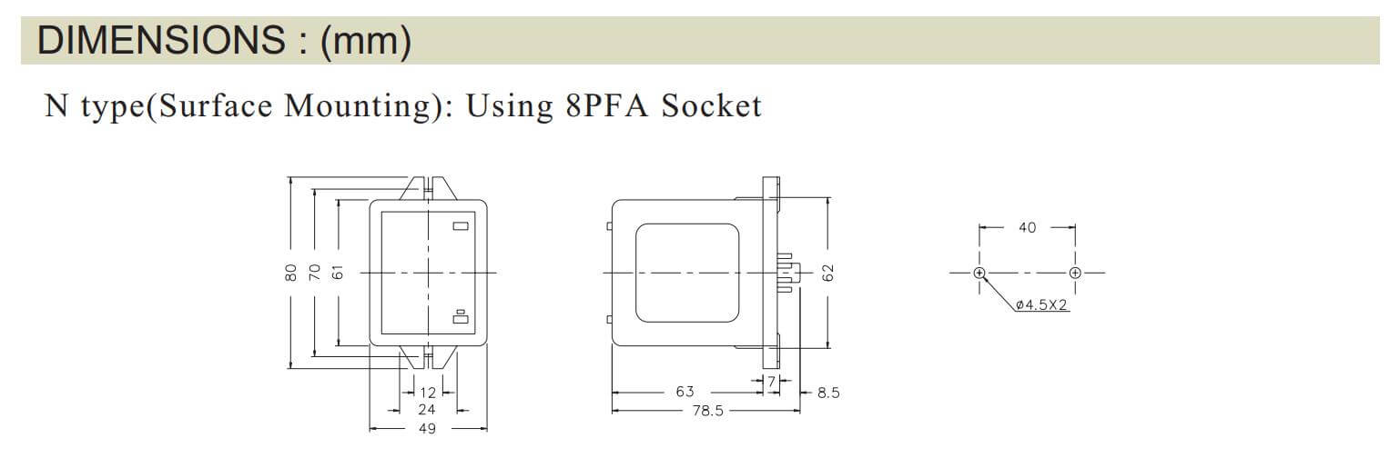 Kích thước Anly AG4Q-K: Latch Relay