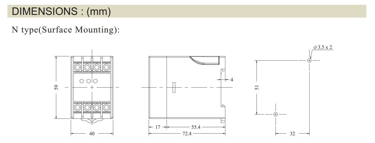 Kích thước Anly APR-4S: Relay bảo vệ Pha
