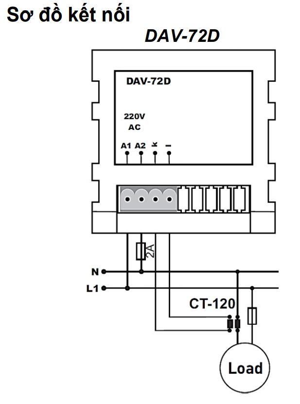 Cách nối dây, cách chỉnh, cài đặt, setup Tense DJ-A48: Đồng hồ đo dòng điện 1 pha