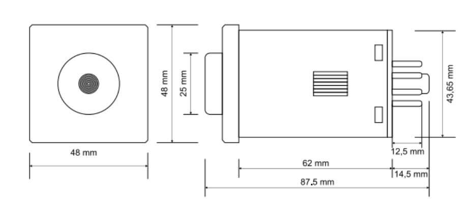 Kích thước Tense ERS-03Y: Relay thời gian