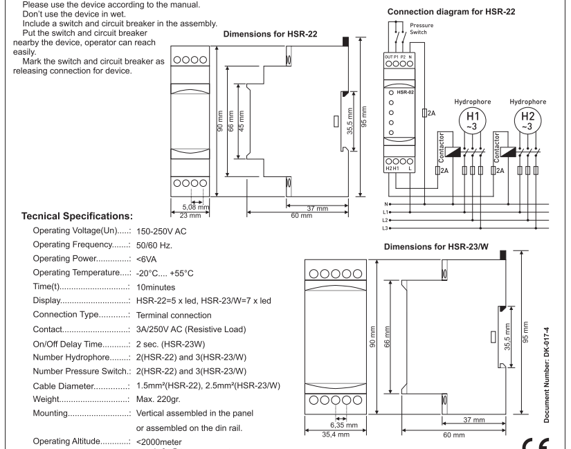 Cách đấu nối Tense HSR-22: Relay điều khiển theo tín hiệu áp suất