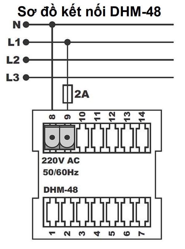 Cách nối dây, cách chỉnh, cài đặt, setup Tense DHM-48: Bộ đếm thời gian lắp mặt cánh tủ