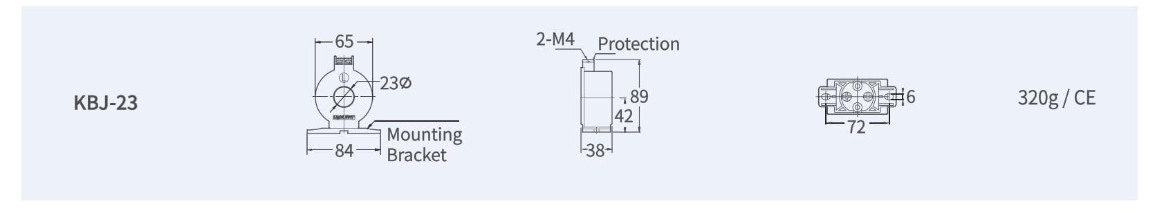 Kích thước Lightstar KBJ-23 Biến dòng đo lường