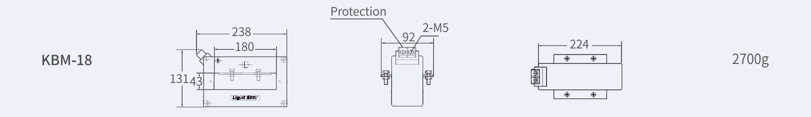 Cấu tạo và Kích thước Lightstar biến dòng PCT KBM-18R 1500/5A~5000/5A