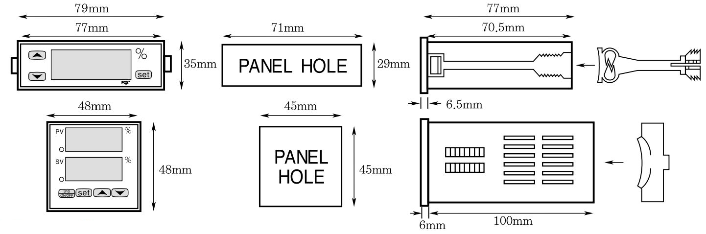 Cấu tạo và Kích thước Conotec FOX-1H: Đồng hồ điều khiển độ ẩm