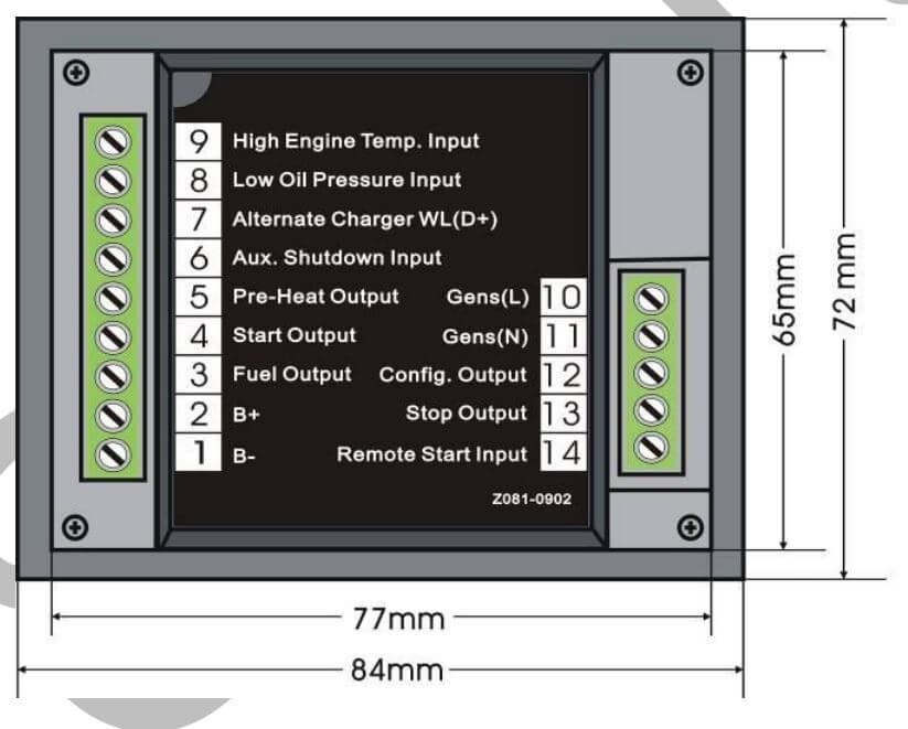 Cấu tạo và Kích thước Mô đun tự khởi động máy phát điện Smartgen HGM180HC