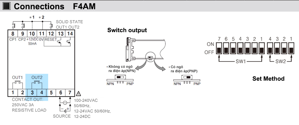 Cách đấu nối Bộ đếm - Counter Autonics F4AM