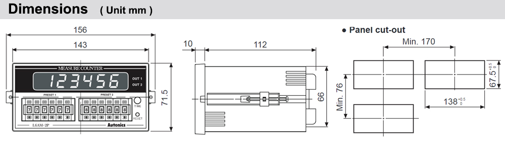 Kích thước Bộ đếm - Counter Autonics L4BM