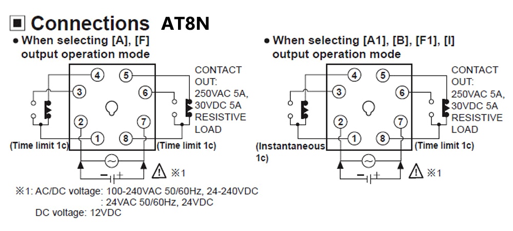 Cách đấu nối Bộ định thời - Timer Autonics AT8N-2