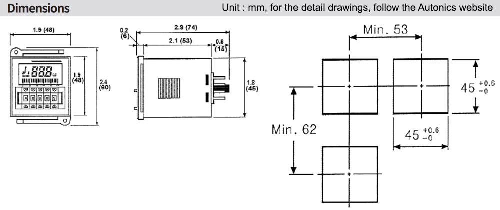 Kích thước Bộ định thời - Timer Macromatic TAD1U