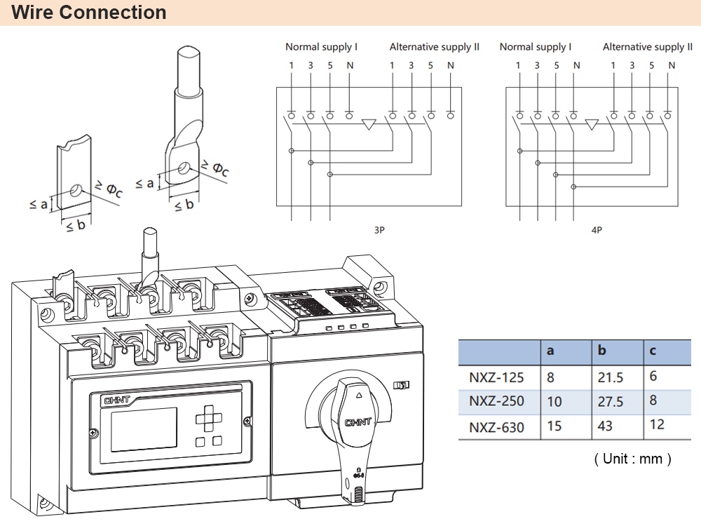 Cách đấu nối ATS Chint NXZ-125/4B 100A