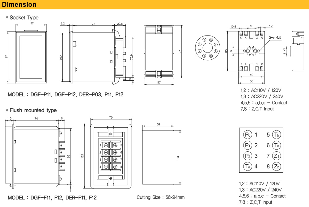 Kích thước Rơ le Deesys DGF-P12