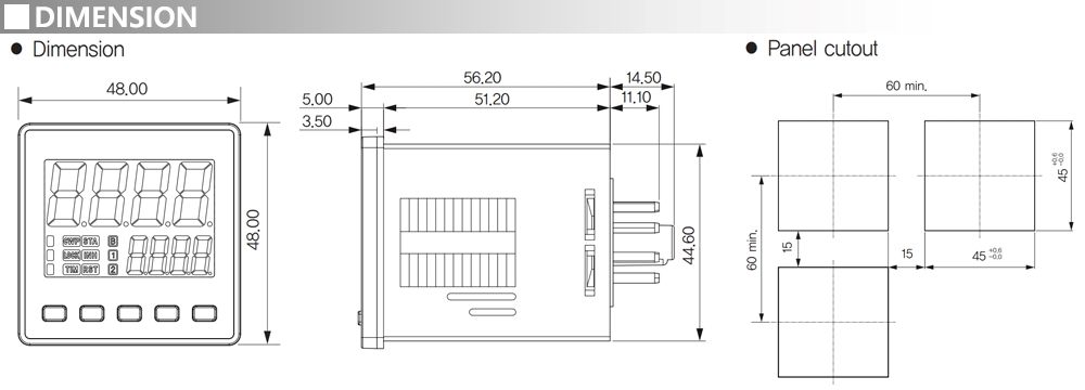 Kích thước Bộ định thời - Hanyoung LT4S