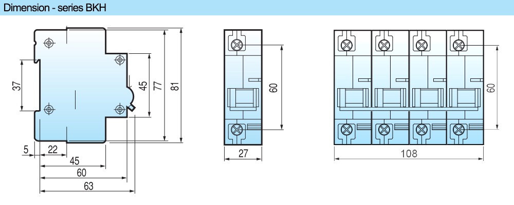 Kích thước MCB LS BKH 2P 80A