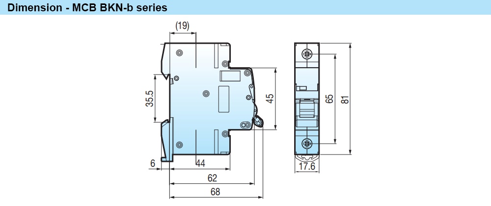 Kích thước MCB LS BKN-b 3P 25A