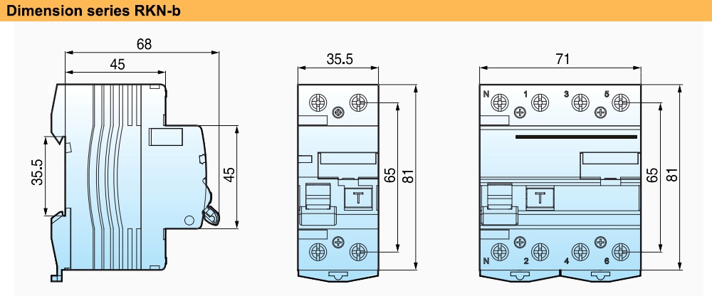 Kích thước Cầu dao chống giật LS RKN-b 1P+N 40A
