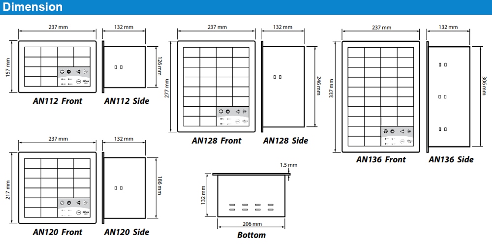 Kích thước Bảng đèn báo lập trình Mikro AN 136
