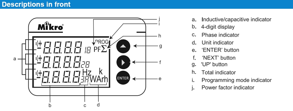 Mô tả Đồng hồ đo đa năng Mikro DM38-240A