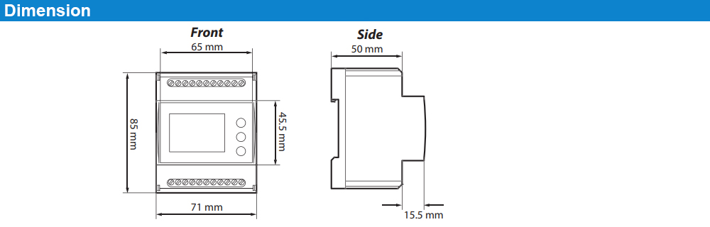 Kích thước Đồng hồ đo đa năng Mikro DM38-240A