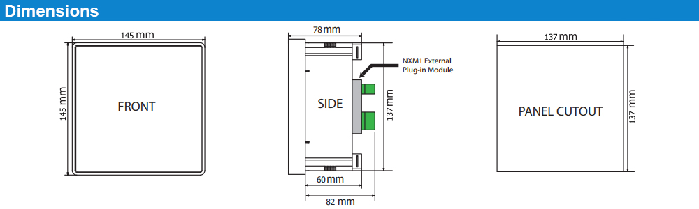 Kích thước Bộ điều khiển tụ bù 8 cấp Mikro PFR80NX