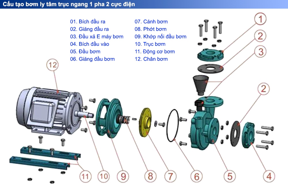 Cấu tạo Máy bơm nước QDX10-16-0.75SF