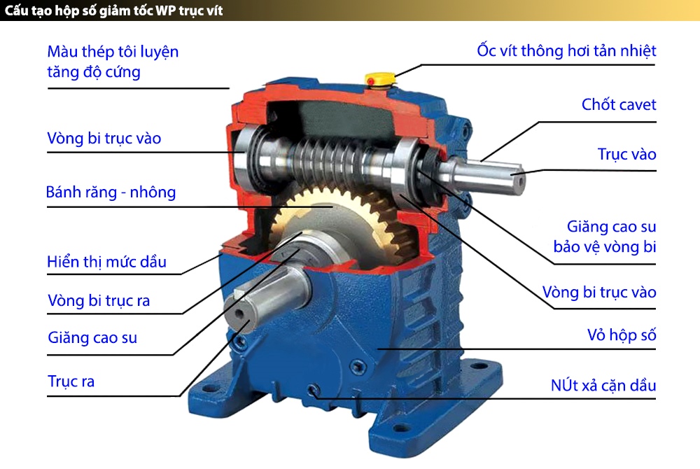 Cấu tạo : Hộp giảm tốc trục vít WPA 40 mm