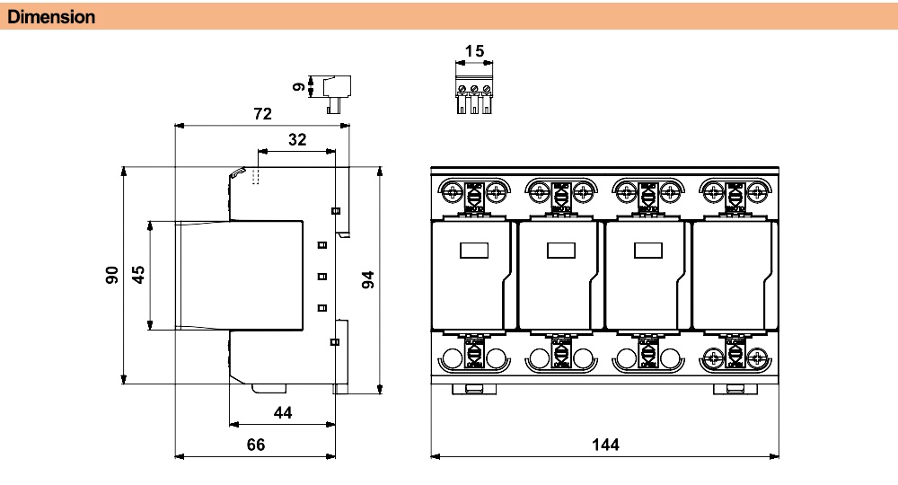 Kích thước Saltek FLP-B+C MAXI V/3+1