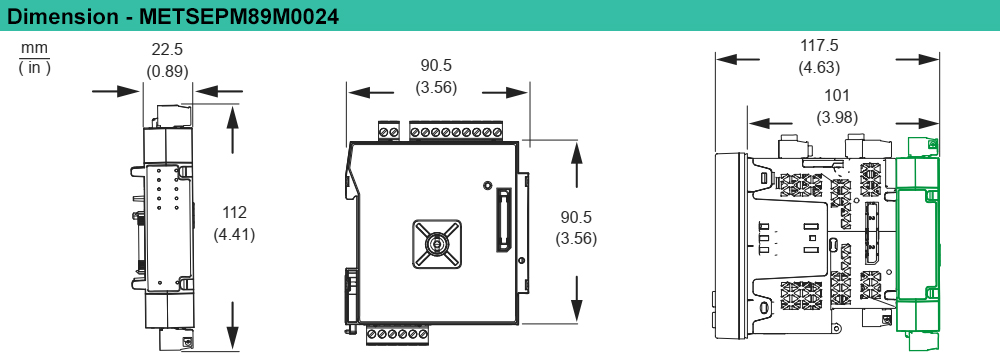 Kích thước Mô Đun Mở Rộng - Schneider METSEPM89M0024