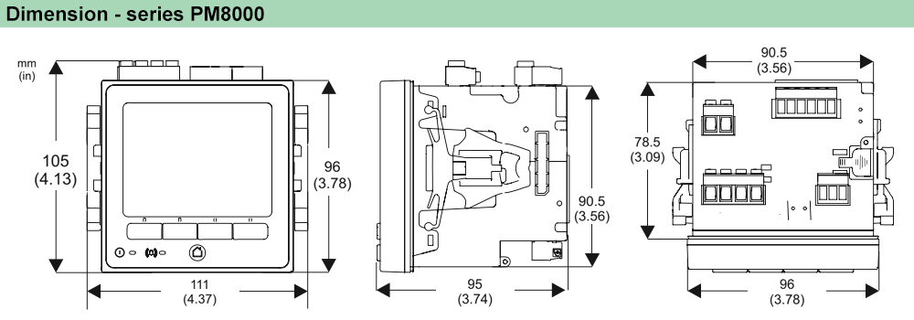 Kích thước Đồng hồ đa năng - Schneider METSEPM8244